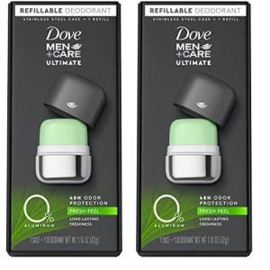 imageDove MenCare Refillable Deodorant Kit 0 percent Aluminum Fresh Feel Aluminum Free Deodorant 113 oz113 Ounce Pack of 2