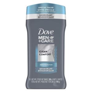 imageDove MenCare Deodorant Stick Clean Comfort 3 Ounce Twin Pack