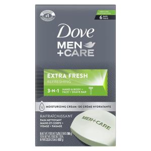 imageDOVE MEN  CARE 3 in 1 Cleanser for Body Face and Shaving to Clean and Hydrate Skin Extra Fresh Body and Facial Cleanser More Moisturizing Than Bar Soap 375 oz 6 Bars