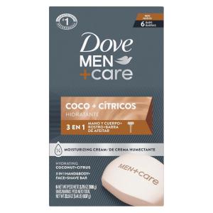 imageDOVE MEN  CARE Hidratante Coco  Ctricos Hand ampamp Body Face  Shave Bar 6 Count for Hydrated Skin 375 oz
