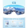 imageOutdoorMaster Falcon Kids Ski GogglesMagnetic Interchangeable Lens Anti Fog UV Protection OTG Snowboard Goggles for YouthA1vlt 10 Silver Lenstiger Strap