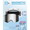 imageOutdoorMaster Falcon Kids Ski GogglesMagnetic Interchangeable Lens Anti Fog UV Protection OTG Snowboard Goggles for YouthA1vlt 10 Silver Lenstiger Strap