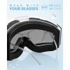 imageOutdoorMaster Falcon Kids Ski GogglesMagnetic Interchangeable Lens Anti Fog UV Protection OTG Snowboard Goggles for YouthA1vlt 15 Grey Lens With Revo Bluesun Strap