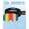 imageOutdoorMaster Falcon Kids Ski GogglesMagnetic Interchangeable Lens Anti Fog UV Protection OTG Snowboard Goggles for YouthA1vlt 158 Grey Lens With Revo Redblack Strap