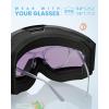 imageOutdoorMaster Falcon Kids Ski GogglesMagnetic Interchangeable Lens Anti Fog UV Protection OTG Snowboard Goggles for YouthA1vlt 17 Grey Lens With Revo Greendinosaur Strap