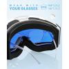 imageOutdoorMaster Falcon Kids Ski GogglesMagnetic Interchangeable Lens Anti Fog UV Protection OTG Snowboard Goggles for YouthA1vlt 28 Dark Blue Lenssun Strap