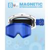 imageOutdoorMaster Falcon Kids Ski GogglesMagnetic Interchangeable Lens Anti Fog UV Protection OTG Snowboard Goggles for YouthA1vlt 28 Dark Blue Lenssun Strap