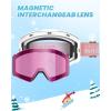 imageOutdoorMaster Falcon Kids Ski GogglesMagnetic Interchangeable Lens Anti Fog UV Protection OTG Snowboard Goggles for YouthAwhite Framevlt 46 Pink Lens