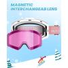 imageOutdoorMaster Falcon Kids Ski GogglesMagnetic Interchangeable Lens Anti Fog UV Protection OTG Snowboard Goggles for YouthLensvlt 44 Pink