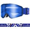 imageOutdoorMaster Falcon Kids Ski GogglesMagnetic Interchangeable Lens Anti Fog UV Protection OTG Snowboard Goggles for YouthA1vlt 28 Dark Blue Lenssun Strap