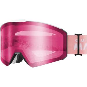 imageOutdoorMaster Falcon Kids Ski GogglesMagnetic Interchangeable Lens Anti Fog UV Protection OTG Snowboard Goggles for YouthAwhite Framevlt 46 Pink Lens