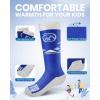 imageOutdoorMaster Kids Ski Socks  Merino Wool Blend Over the Calf DesignZ Blue Grey