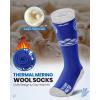 imageOutdoorMaster Kids Ski Socks  Merino Wool Blend Over the Calf DesignZ Blue Grey