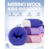 imageOutdoorMaster Kids Ski Socks  Merino Wool Blend Over the Calf DesignZ Blue Grey