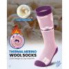 imageOutdoorMaster Kids Ski Socks  Merino Wool Blend Over the Calf DesignZ Peach Pink