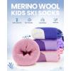 imageOutdoorMaster Kids Ski Socks  Merino Wool Blend Over the Calf DesignZ Peach Pink