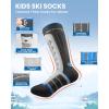 imageOutdoorMaster Kids Ski Socks 23Pack Merino Wool Compression Thermal Socks with Boys ampamp Girls Over The Calf NonSlip CuffBlack Gray