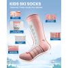 imageOutdoorMaster Kids Ski Socks 23Pack Merino Wool Compression Thermal Socks with Boys ampamp Girls Over The Calf NonSlip CuffPink
