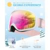 imageOutdoorMaster Owl Kids Ski Goggles OTG AntiFog Snowboard Goggles with 100 UV ProtectionWhite Framevlt 13 Revo Pink