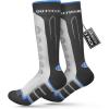 imageOutdoorMaster Kids Ski Socks 23Pack Merino Wool Compression Thermal Socks with Boys ampamp Girls Over The Calf NonSlip CuffBlack Gray
