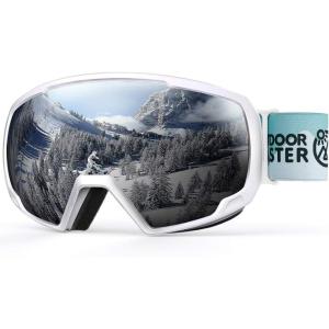 imageOutdoorMaster Kids Ski Goggles Snowboard Goggles  Youth Snow GogglesAsian Fitvlt 10 Silver Lens White Frame