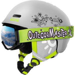 imageOutdoorMaster Kids Ski Helmet and Goggles Set Snowboard Helmet Durable PC Shell ampamp EPS Foam Snow Helmet 12 Cooling Vents Dial Fit Skiing Helmet SafetyCertified Snow Sport Helmets for Boys ampamp GirlsMatte Grey