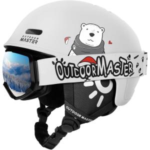 imageOutdoorMaster Kids Ski Helmet and Goggles Set Snowboard Helmet Durable PC Shell ampamp EPS Foam Snow Helmet 12 Cooling Vents Dial Fit Skiing Helmet SafetyCertified Snow Sport Helmets for Boys ampamp GirlsArctic White