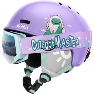 imageOutdoorMaster Kids Ski Helmet and Goggles Set Snowboard Helmet Durable PC Shell ampamp EPS Foam Snow Helmet 12 Cooling Vents Dial Fit Skiing Helmet SafetyCertified Snow Sport Helmets for Boys ampamp GirlsPale Violet