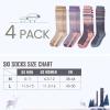 imageSki Socks 2Pack Merino Wool Over The Calf NonSlip Cuff for Men ampamp WomenGrayPinkPurpleKhaki