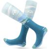 imageOutdoorMaster Ski Socks 2Pair Pack Skiing and Snowboarding Thermal Socks for Women Over The Calf NonSlip CuffOcean Blue