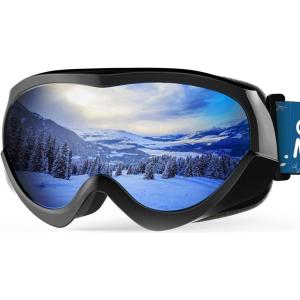 imageOutdoorMaster Kids Ski Goggles  Helmet Compatible Snow Goggles for Boys ampamp Girls with 100 UV ProtectionVlt 10 Black Frame Grey Lens