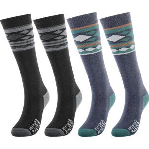 imageSki Socks 2Pack Merino Wool Over The Calf NonSlip Cuff for Men ampamp WomenA2Black2Gray