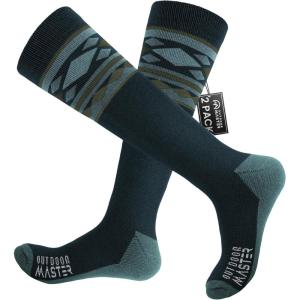imageSki Socks 2Pack Merino Wool Over The Calf NonSlip Cuff for Men ampamp WomenAGreen