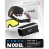 imageOutdoorMaster Heron Ski Goggles with 2 Lens Frameless Magnetic Interchangeable HD Toric Lens OTG Snowboard GogglesAdesignframe Black Vlt 8  Yellowlens