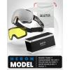 imageOutdoorMaster Heron Ski Goggles with 2 Lens Frameless Magnetic Interchangeable HD Toric Lens OTG Snowboard GogglesAdesignframe Silver Vlt 12  Yellowlens
