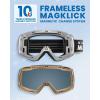 imageOutdoorMaster Heron Ski Goggles with 2 Lens Frameless Magnetic Interchangeable HD Toric Lens OTG Snowboard GogglesAdesignframe Silver Vlt 12  Yellowlens