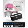 imageOutdoorMaster Heron Ski Goggles with 2 Lens Frameless Magnetic Interchangeable HD Toric Lens OTG Snowboard GogglesAwhiteframe Pink Vlt 46  Silverlens