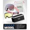imageOutdoorMaster Heron Ski Goggles with 2 Lens Frameless Magnetic Interchangeable HD Toric Lens OTG Snowboard GogglesAwhiteframe Rose Vlt 28  Yellowlens
