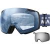 imageOutdoorMaster Heron Ski Goggles with 2 Lens Frameless Magnetic Interchangeable HD Toric Lens OTG Snowboard GogglesAblackframe Lightblue Vlt 80  Silverlens