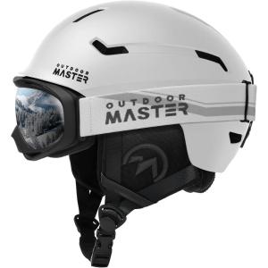 imageOutdoorMaster Ski Helmet SetSnowboard Helmet with Goggles for Adults  Durable PC Shell Protective EPS Foam ampamp 10 Cooling Vents Snow Helmets for Men Women ampamp YouthMatte White