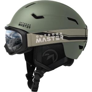 imageOutdoorMaster Ski Helmet SetSnowboard Helmet with Goggles for Adults  Durable PC Shell Protective EPS Foam ampamp 10 Cooling Vents Snow Helmets for Men Women ampamp YouthMatte Trail Gree