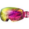 imageOutdoorMaster Ski Goggles PRO  Frameless Interchangeable Lens 100 UV400 Protection Snow Goggles for Men ampamp WomenPinkframe Revopinklens Vlt17