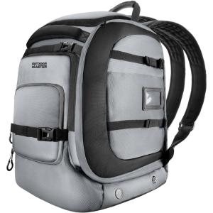 imageOutdoorMaster Ski Boot Bag 65L Waterproof Ski Snowboard Boots Shoulder Pad Skiing Backpack for Helmets Goggles Men ampamp WomenSilver Gray