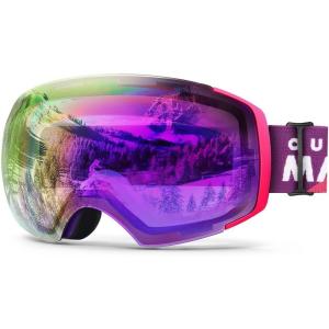 imageOutdoorMaster Ski Goggles PRO  Frameless Interchangeable Lens 100 UV400 Protection Snow Goggles for Men ampamp WomenPinkframe Purplerevoredlens Vlt45