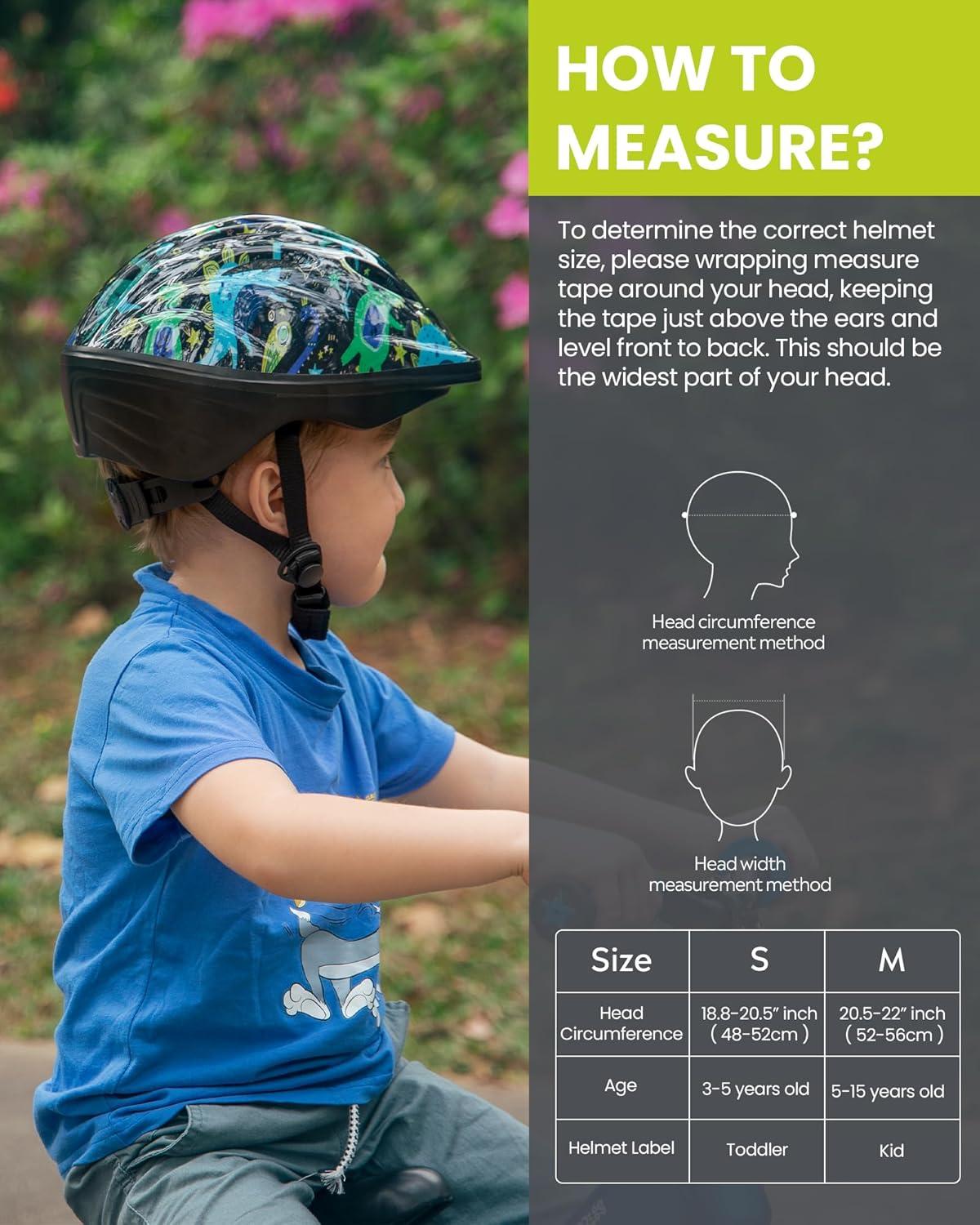 imageOutdoorMaster Kids Bike Helmet  from Toddler to Youth Sizes  Adjustable Safety Unicorn Helmet for Children Age 315 14 Vents for MultiSportADESDinoverse Madness