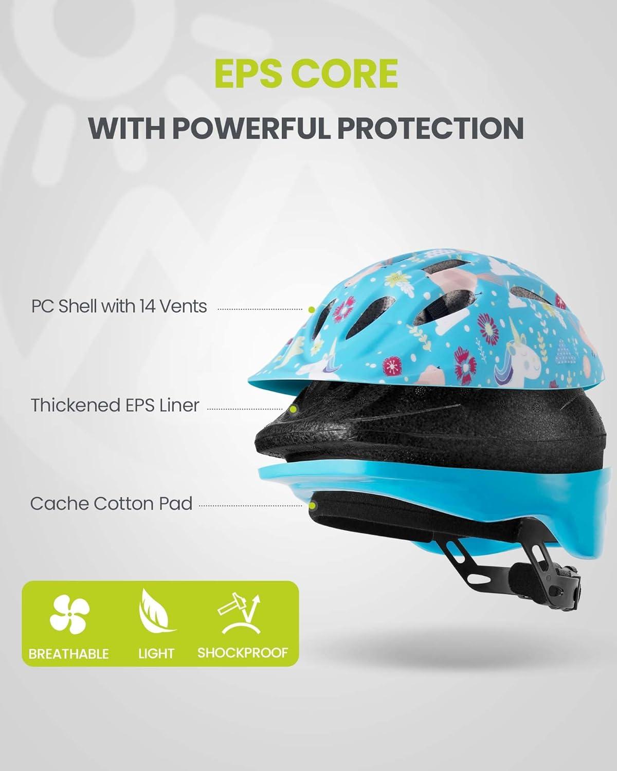 imageOutdoorMaster Kids Bike Helmet  from Toddler to Youth Sizes  Adjustable Safety Unicorn Helmet for Children Age 315 14 Vents for MultiSportADESUnicorn Fairyland