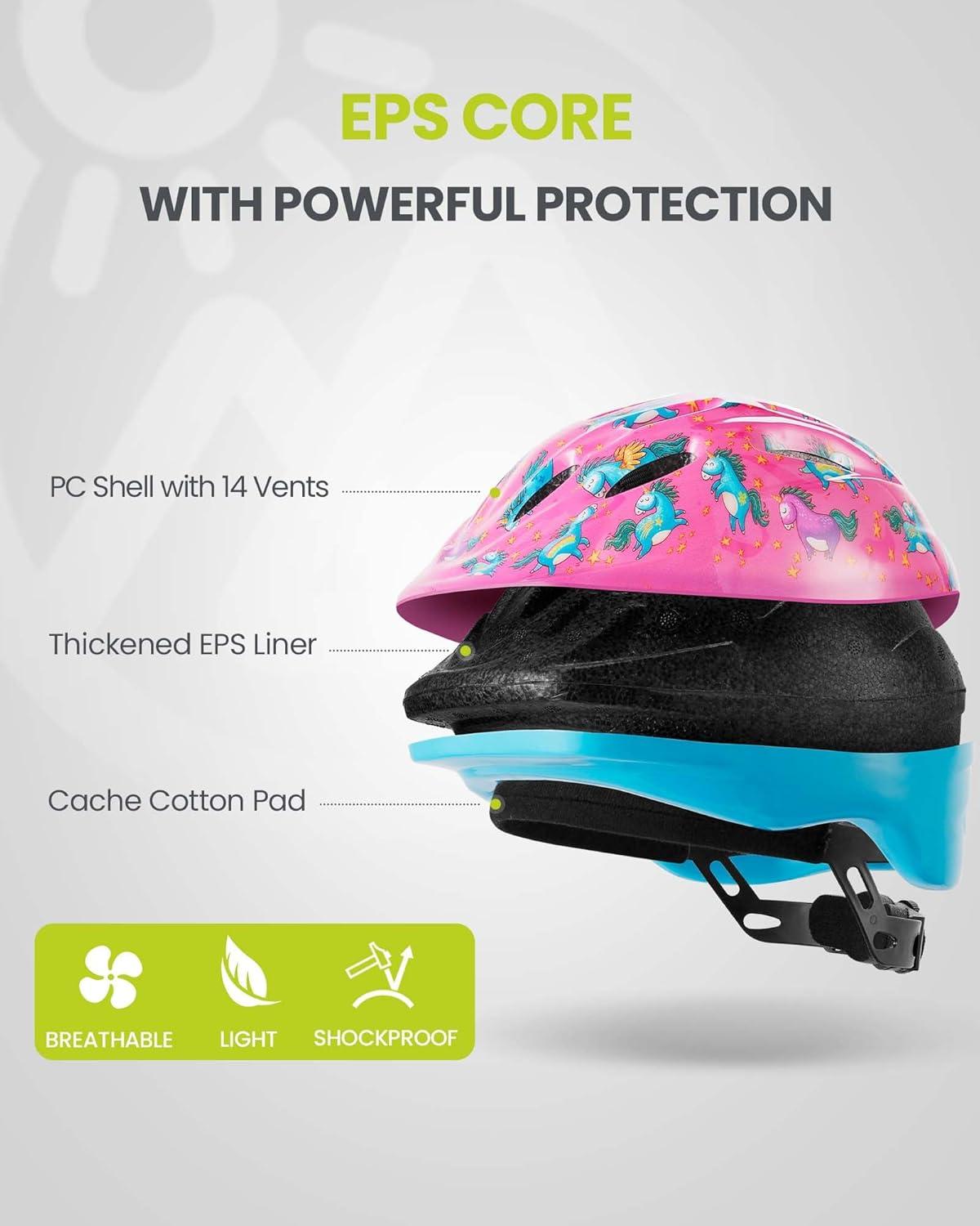 imageOutdoorMaster Kids Bike Helmet  from Toddler to Youth Sizes  Adjustable Safety Unicorn Helmet for Children Age 315 14 Vents for MultiSportADESUnicorn