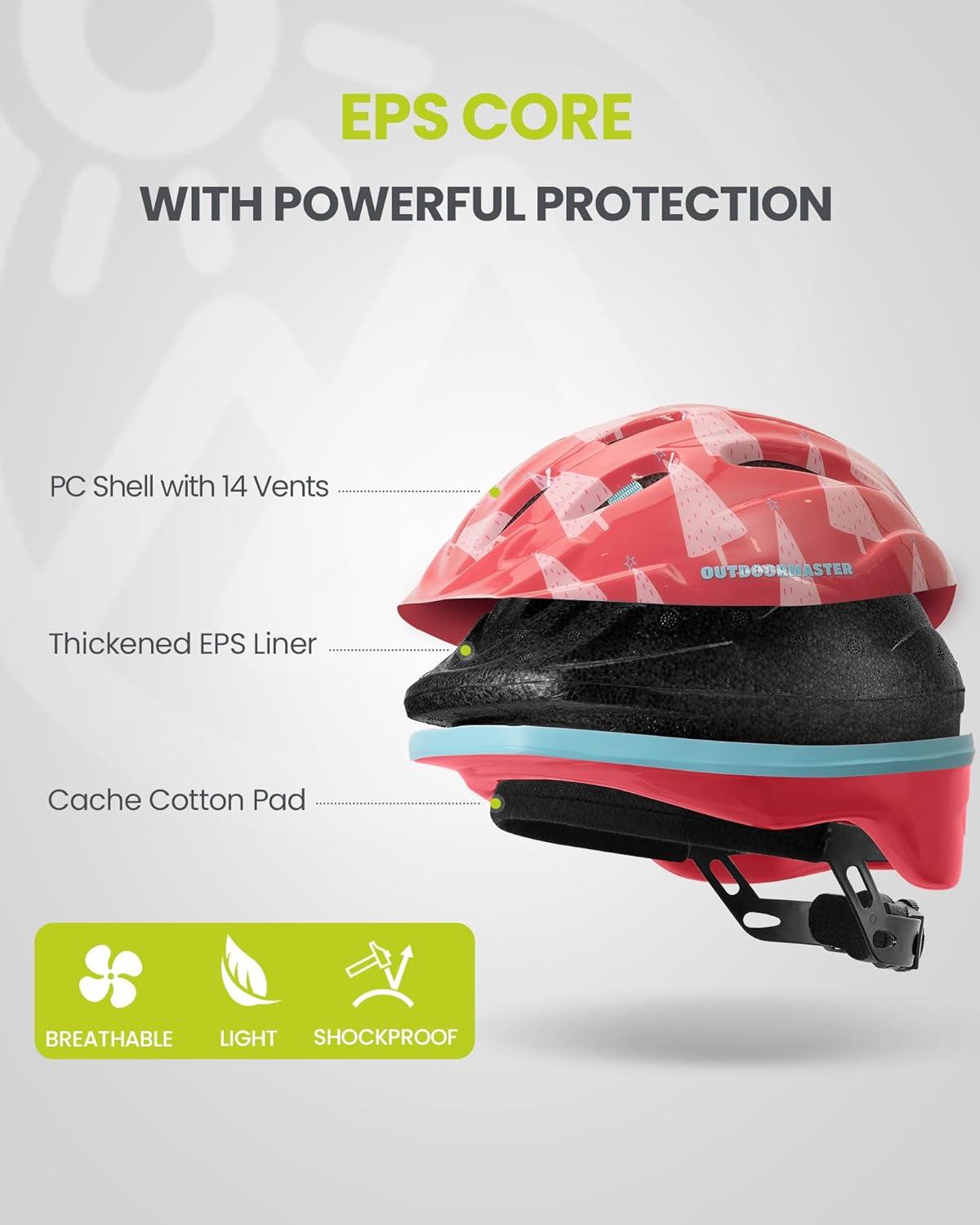imageOutdoorMaster Kids Bike Helmet  from Toddler to Youth Sizes  Adjustable Safety Unicorn Helmet for Children Age 315 14 Vents for MultiSportPink Christmas Tree
