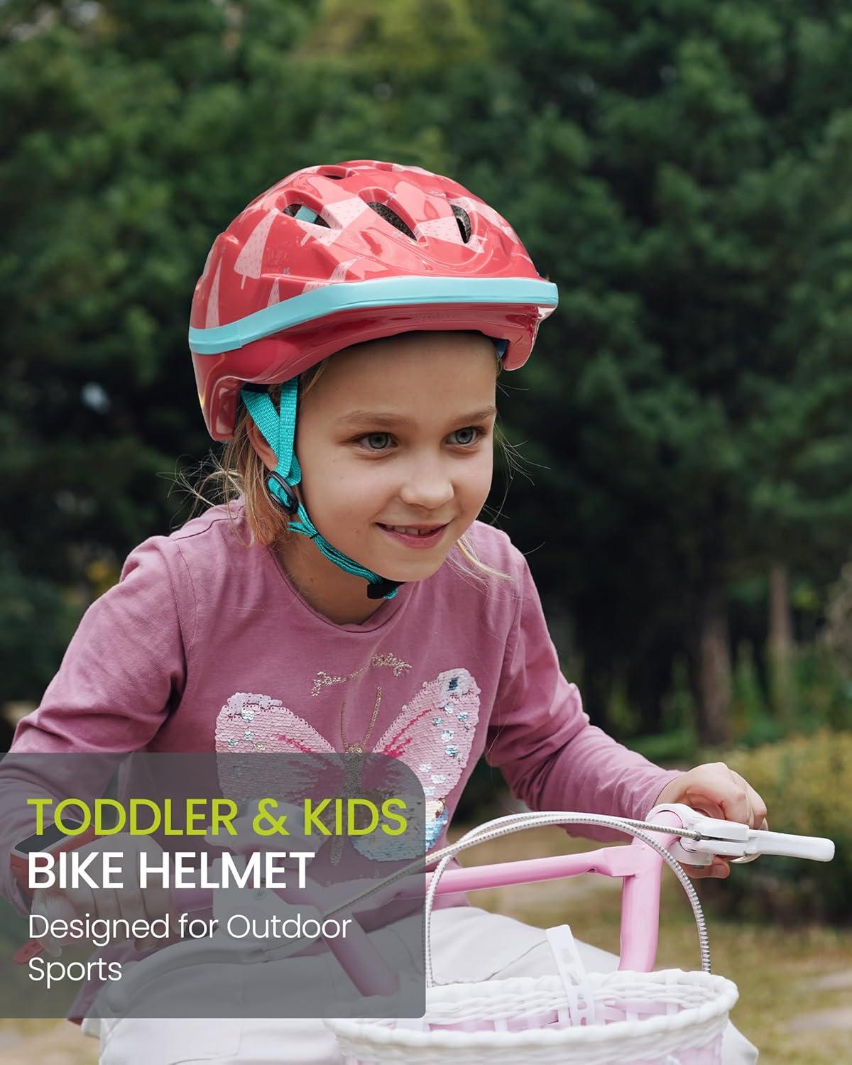 imageOutdoorMaster Kids Bike Helmet  from Toddler to Youth Sizes  Adjustable Safety Unicorn Helmet for Children Age 315 14 Vents for MultiSportPink Christmas Tree