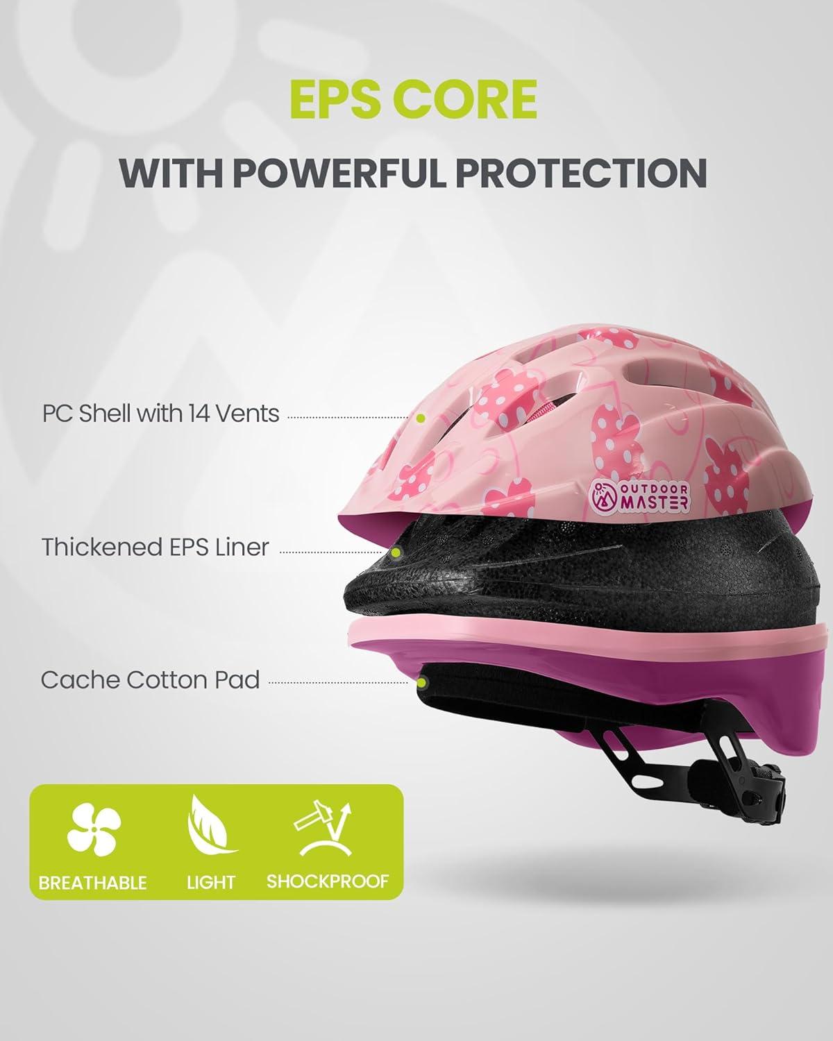 imageOutdoorMaster Kids Bike Helmet  from Toddler to Youth Sizes  Adjustable Safety Unicorn Helmet for Children Age 315 14 Vents for MultiSportPolka Dot Mushroom